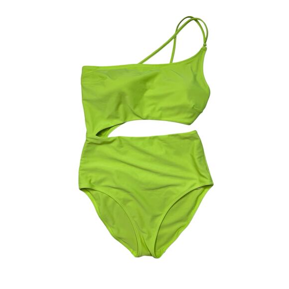 AERIE Neon Green One Piece Full Coverage Bathing Suit Size Small Swim Tennis - Picture 1 of 3